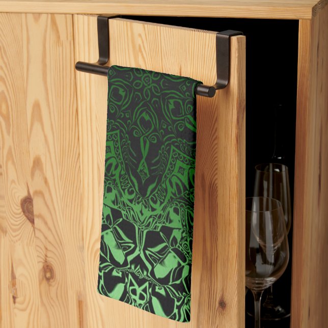 Green Kaleidoscope Kitchen Towel (Thirds Fold)