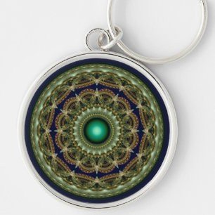 Green kaleidoscopic ornament keychain