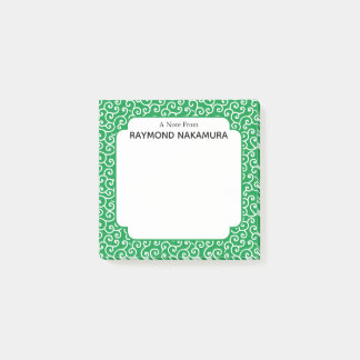 Green Karakusa Arabesque Vine Pattern Post-it Notes