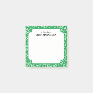 Green Karakusa Japanese Vine Pattern Post-it Notes