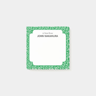 Green Karakusa Japanese Vine Pattern Post-it Notes