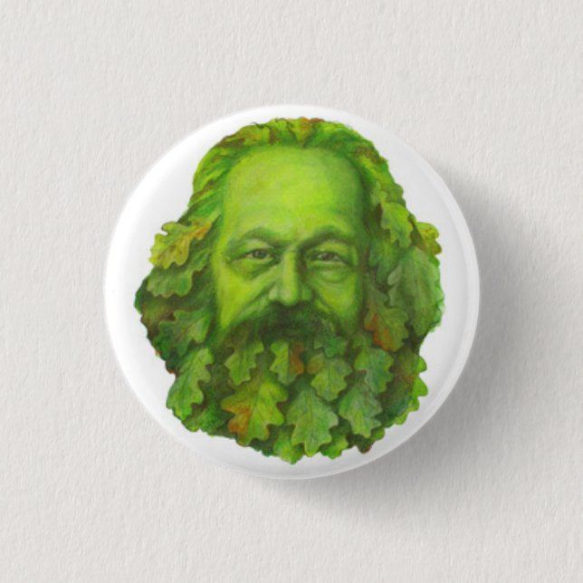 Green Karl Marx badge 1 Inch Round Button (Front)