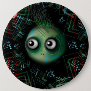 Green Kawaii Monster 6 Inch Round Button