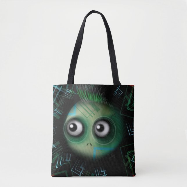 Green Kawaii Monster Tote Bag (Front)