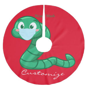 Green Kawaii Worm Thunder_Cove  Brushed Polyester Tree Skirt