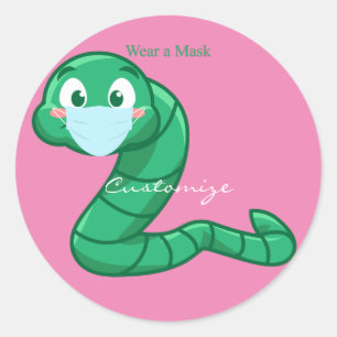 Green Kawaii Worm Thunder_Cove Classic Round Sticker