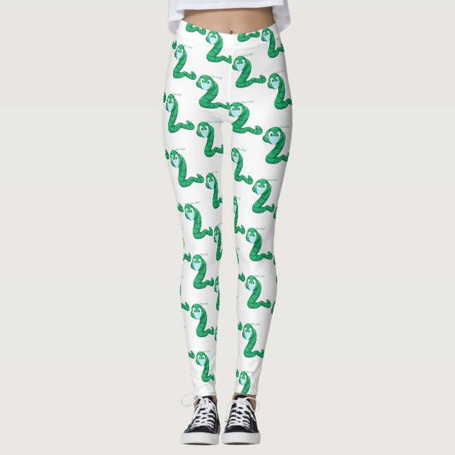 Green Kawaii Worm Thunder_Cove Leggings (Front)