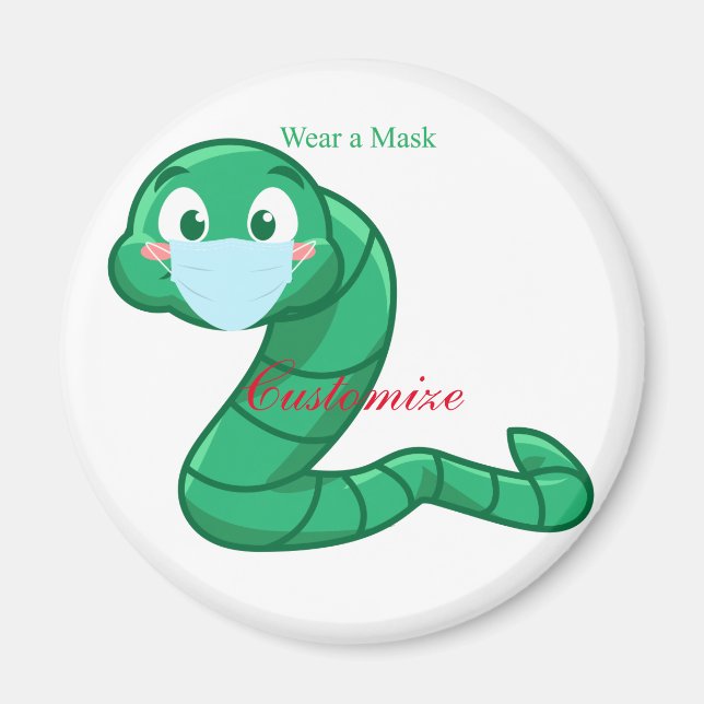 Green Kawaii Worm Thunder_Cove Magnet (Front)