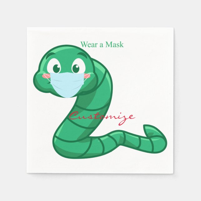 Green Kawaii Worm Thunder_Cove Napkin (Front)