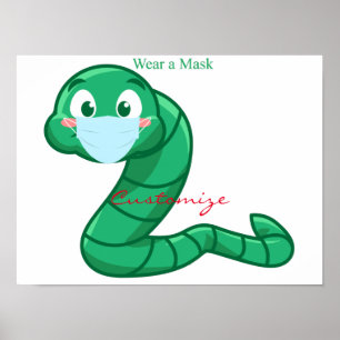 Green Kawaii Worm Thunder_Cove Poster