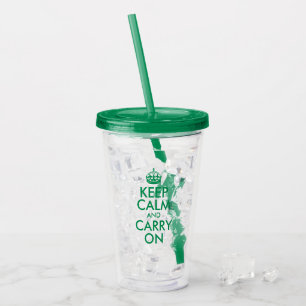 Green Keep Calm and Carry On Acrylic Tumbler