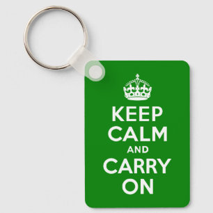 Green Keep Calm and Carry On Keychain