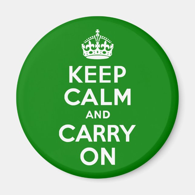 Green Keep Calm and Carry On Magnet (Front)