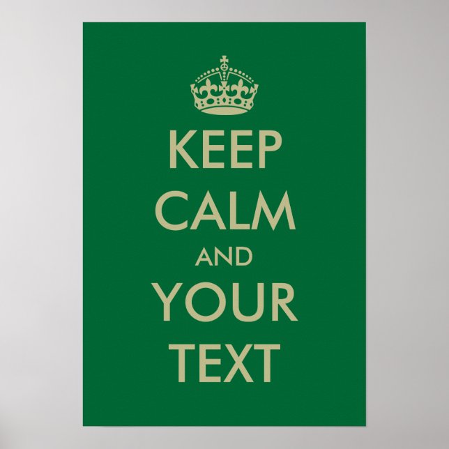 Green keep calm poster template | Customizable (Front)