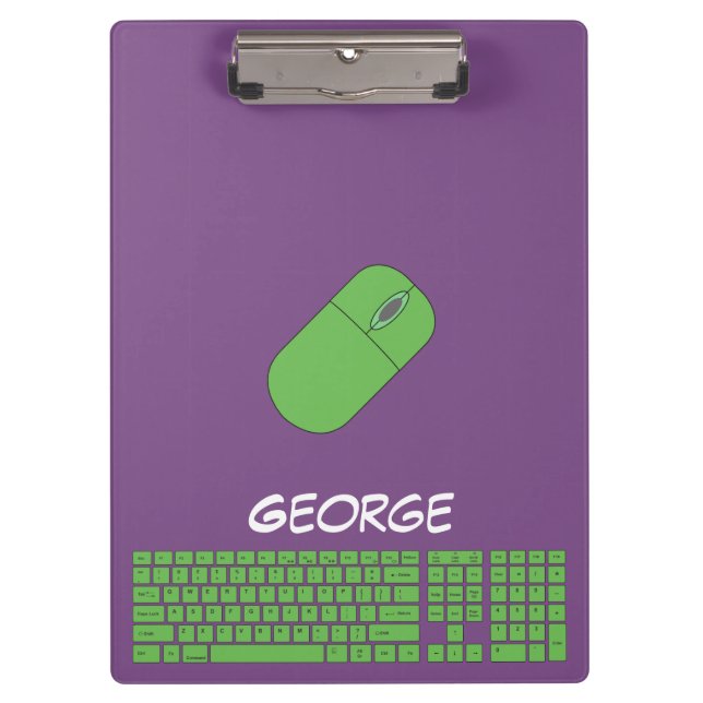 Green Keyboard, Mouse & Pencil Clipboard (Front)