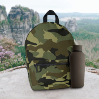 Green Khaki Army Military Camo Pattern Design  Printed Backpack