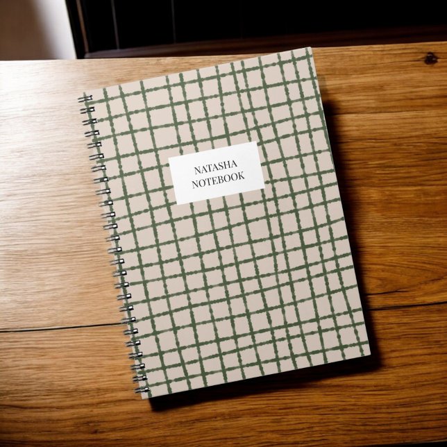 Green Khaki Check Motif Carnet papeterie (Créateur téléchargé)