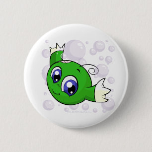 Green Kiko swishing through Kiko Lake 2 Inch Round Button