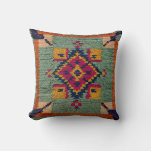 Green Kilim Rug Pillows: A Statement of Elegance Throw Pillow