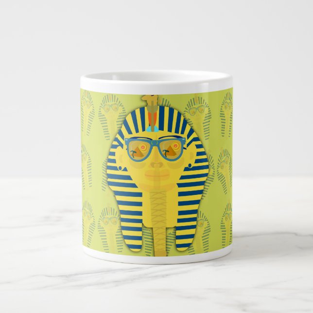 Green King Tut with Sunglasses Large Coffee Mug (Front)