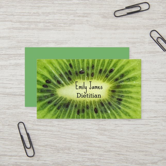 Green kiwi fruit business card (Front/Back In Situ)