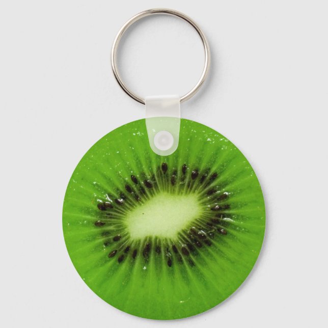 Green Kiwi Fruit Fresh Slice Keychain (Front)