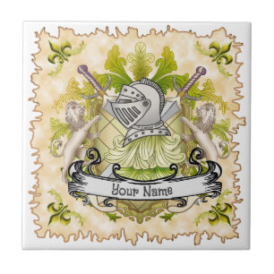 Green Knight Family Crest Surname Tile