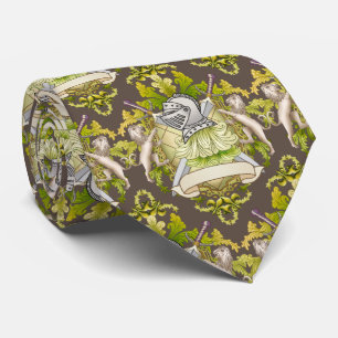 Green Knight Shield Family Crest Tie