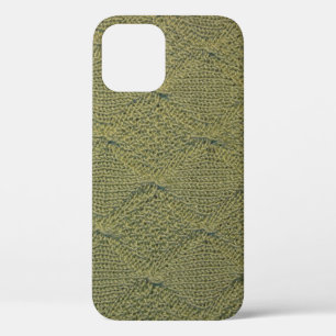 Green knitted fabric: close-up texture iPhone 12 case