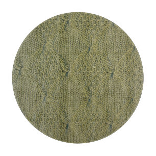 Green knitted fabric: close-up texture cutting board