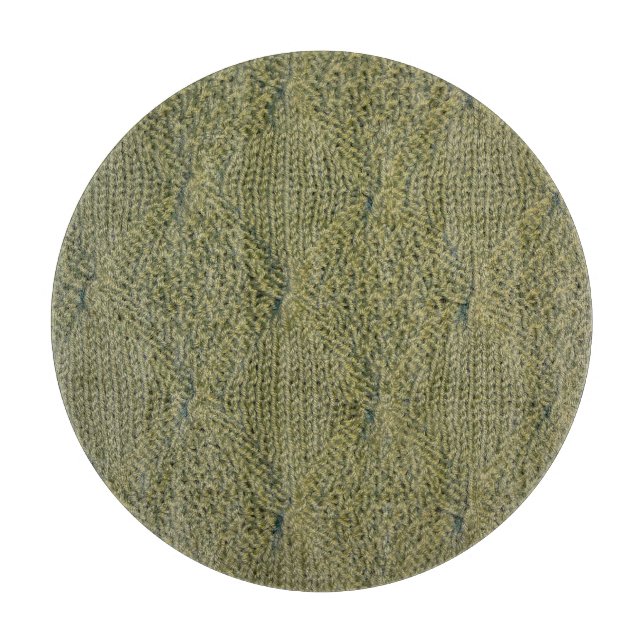 Green knitted fabric: close-up texture cutting board (Front)