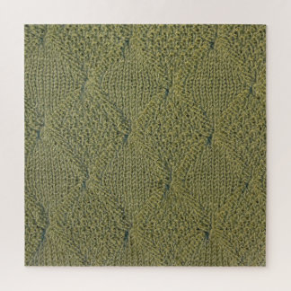 Green knitted fabric: close-up texture jigsaw puzzle