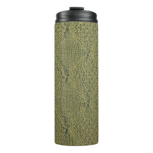 Green knitted fabric: close-up texture thermal tumbler