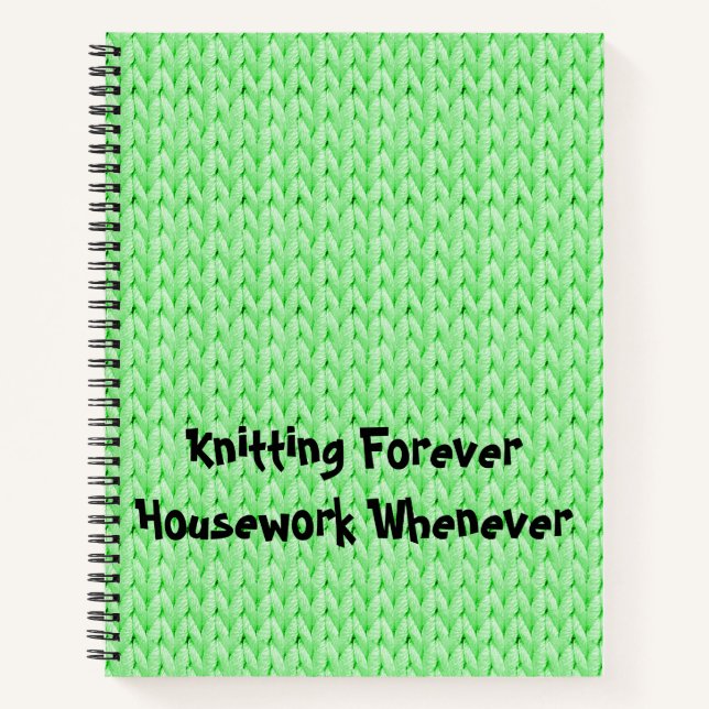 Green Knitted Texture Spiral Notebook (Front)