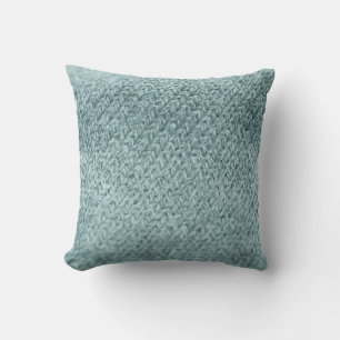Green Knitted Texture: Trendy Background Throw Pillow