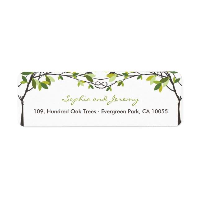 Green Knotted Love Trees Summer Wedding Address (Front)