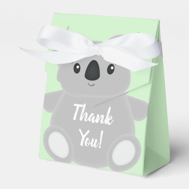 Green Koala Bear Baby Shower Favor Box (Front Side)