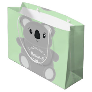 Green Koala Bear Baby Shower Large Gift Bag