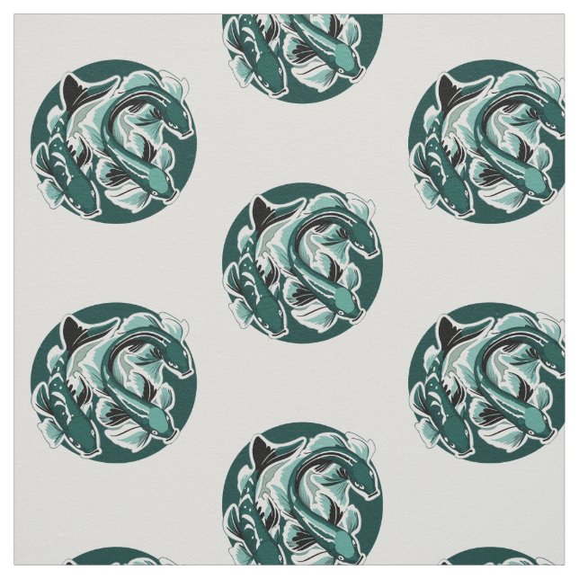 Green Koi Fabric (Swatch)