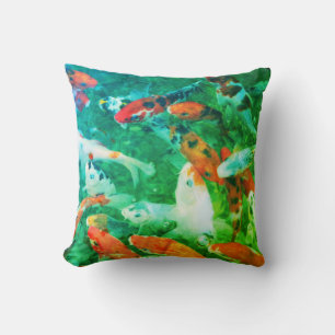 Green Koi Pond Throw Pillow