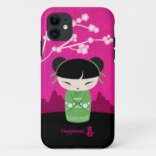 Green Kokeshi - happiness iPhone 11 Case