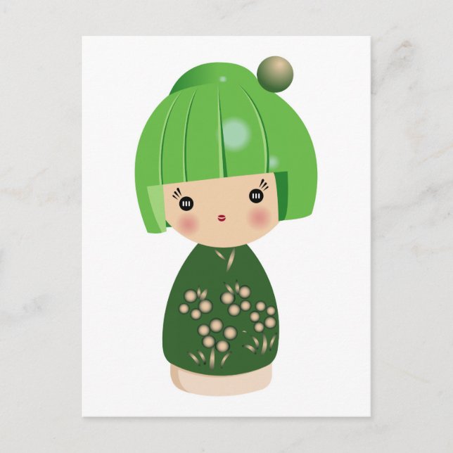Green Kokeshi Triplet Postcard (Front)