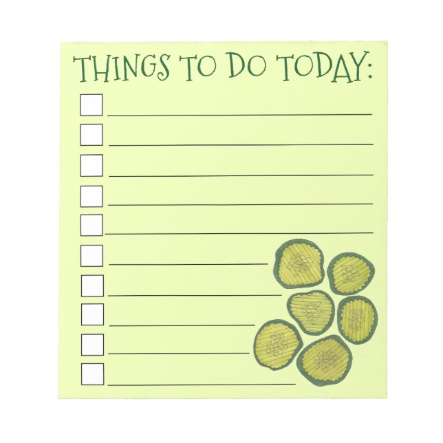 Green Kosher Dill Sweet Pickle Chips Checklist Notepad (Front)