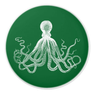 Green Kraken Octopus Ceramic Knob