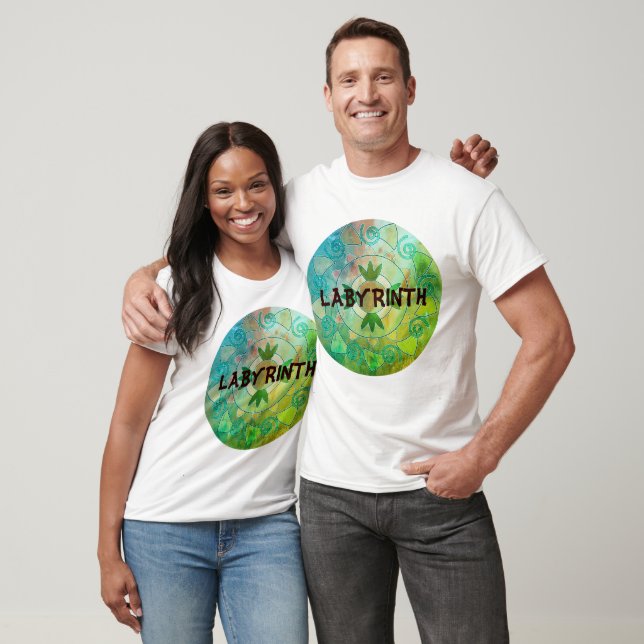 Green Labyrint customisable text round mandala T-Shirt (Unisex)