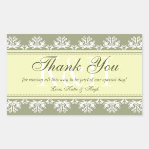 Green lace border thank you out of town gift bag sticker