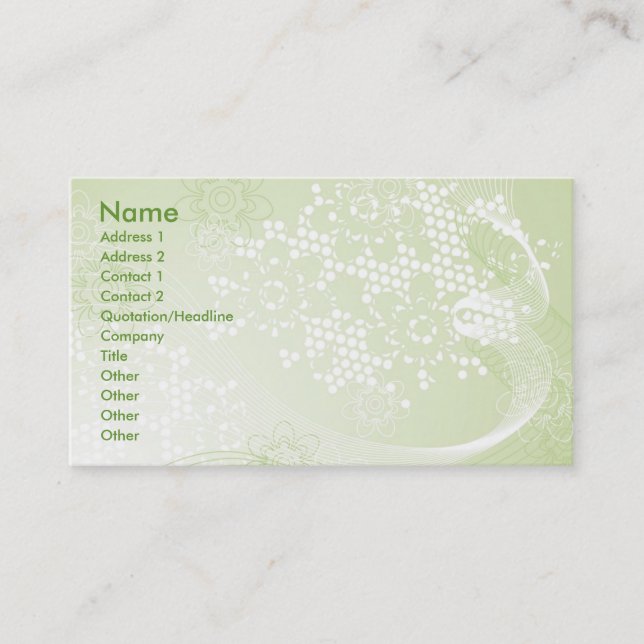 green lace business card (Front)