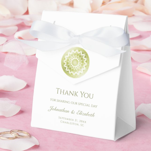 Green Lace Mandala Wedding Favor Box (Wedding)