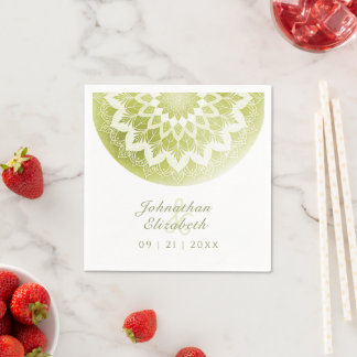 Green Lace Mandala Wedding Napkins