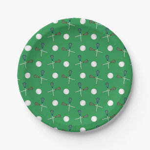Green lacrosse pattern paper plate
